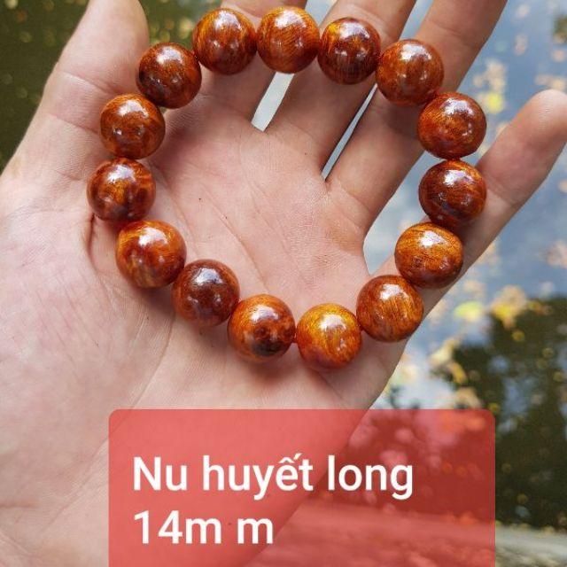 Vòng tay nam gỗ nu huyết long hạt tròn 14 m m