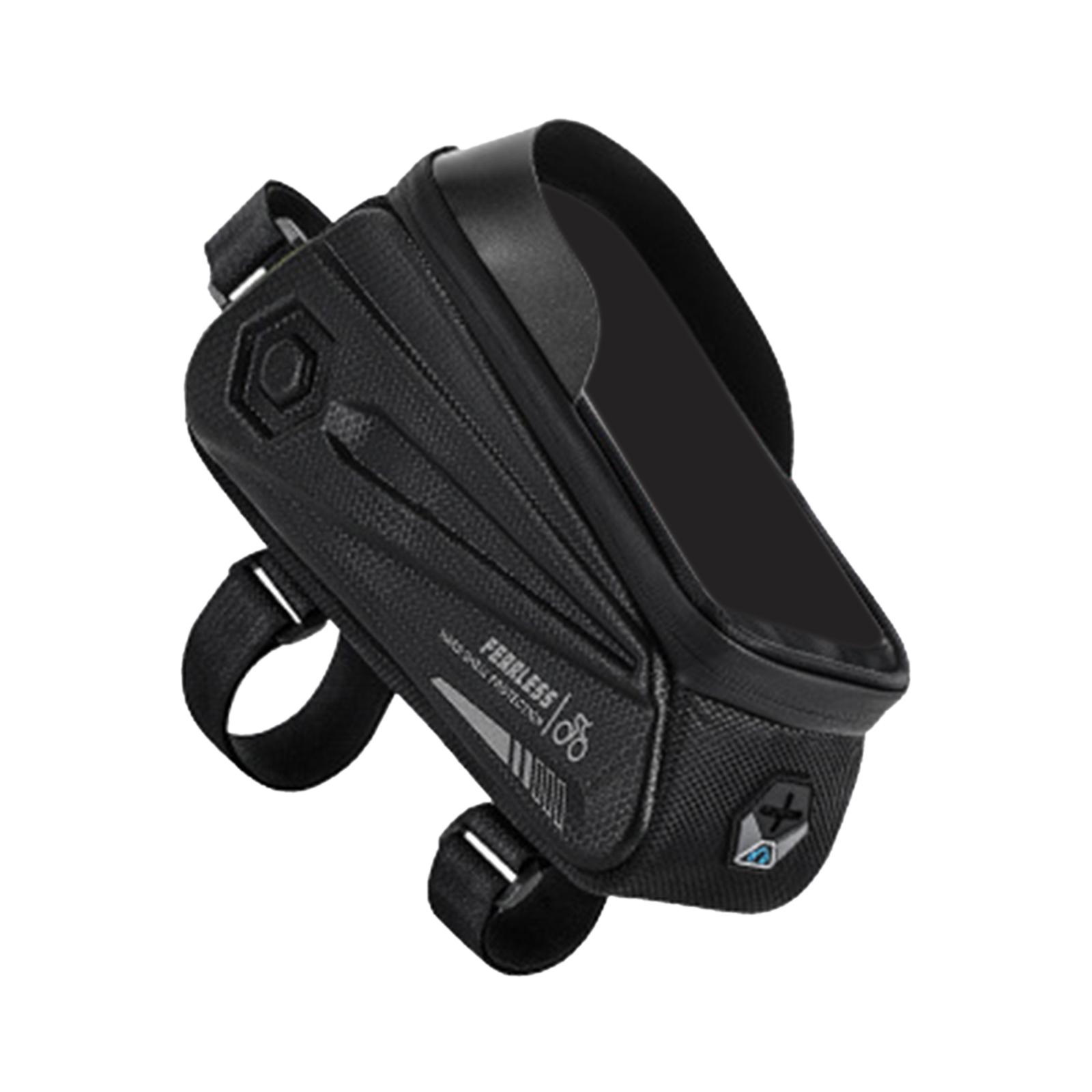 Bicycle Front Frame Bag Top Tube Crossbar Pouch Touch Screen Black