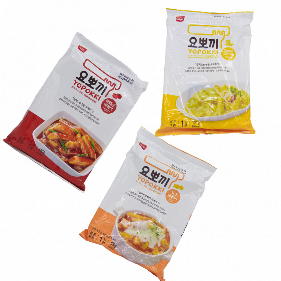 Combo 3 vị: Phomai, cay ngọt, bơ hành - Bánh gạo Hàn Quốc Yopokki gói nhỏ