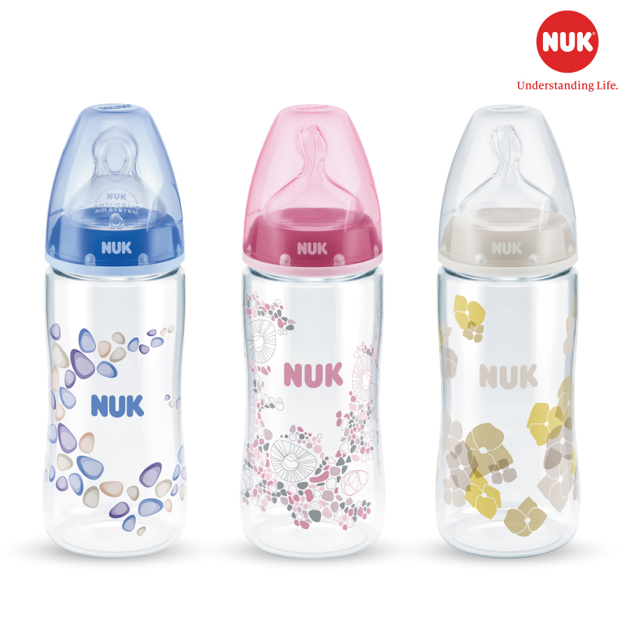 Bình Sữa PA Núm Ti 300ml Silicone S1 Nuk NU21473 (Size M) - Màu Ngẫu Nhiên