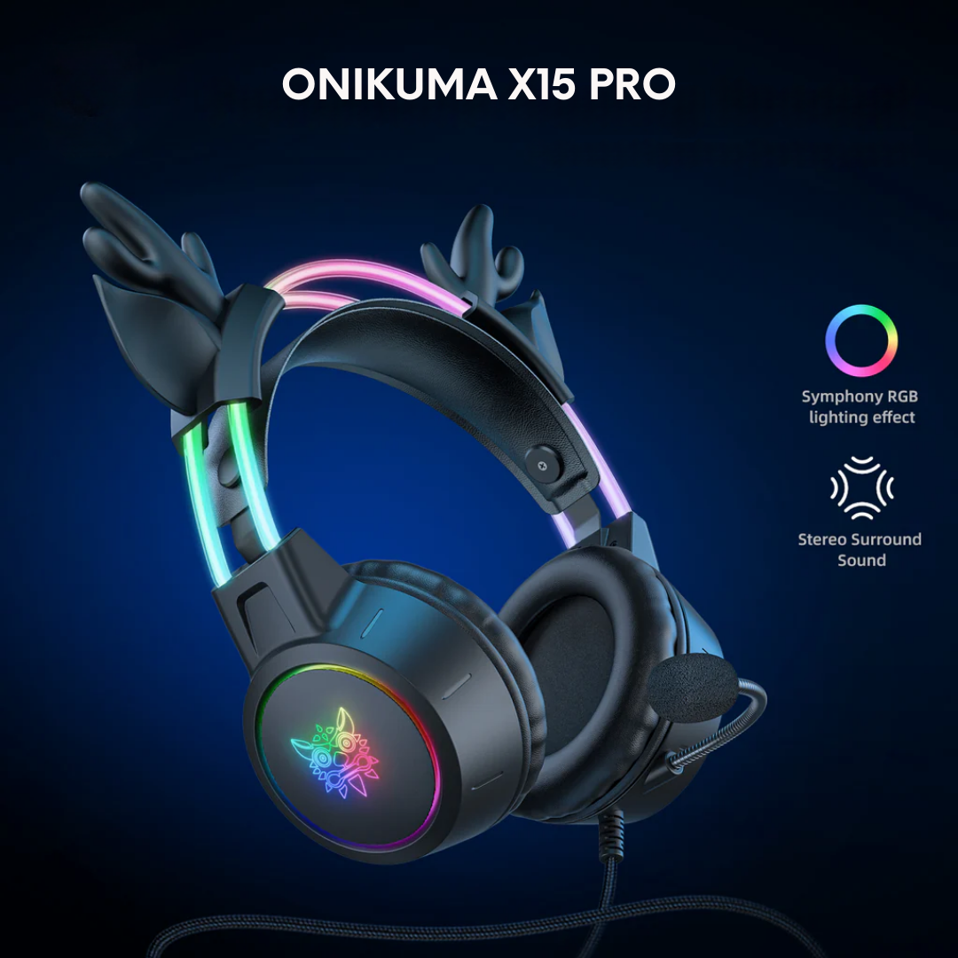 Tai nghe ONIKUMA X15 PRO Có Tai Hươu Độc Đáo - Black, Pink - Hàng Chính Hãng