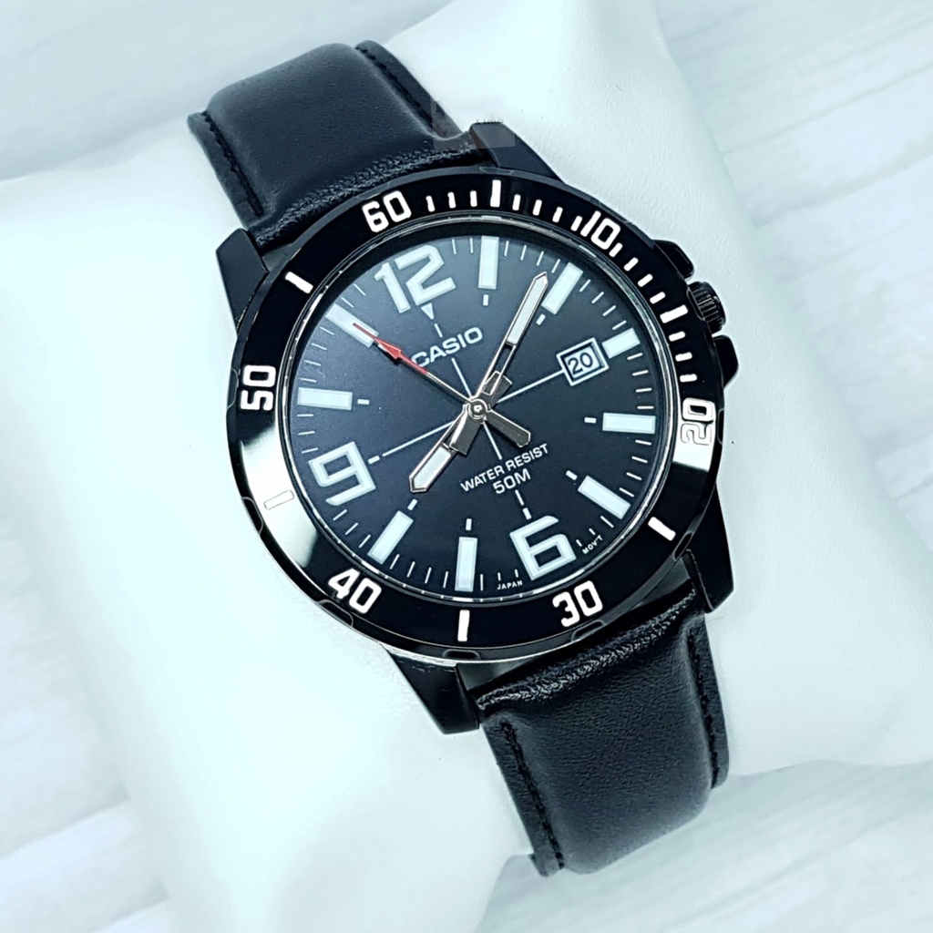 Đồng hồ nam dây da Casio Anh Khuê MTP-VD01BL-1BVUDF