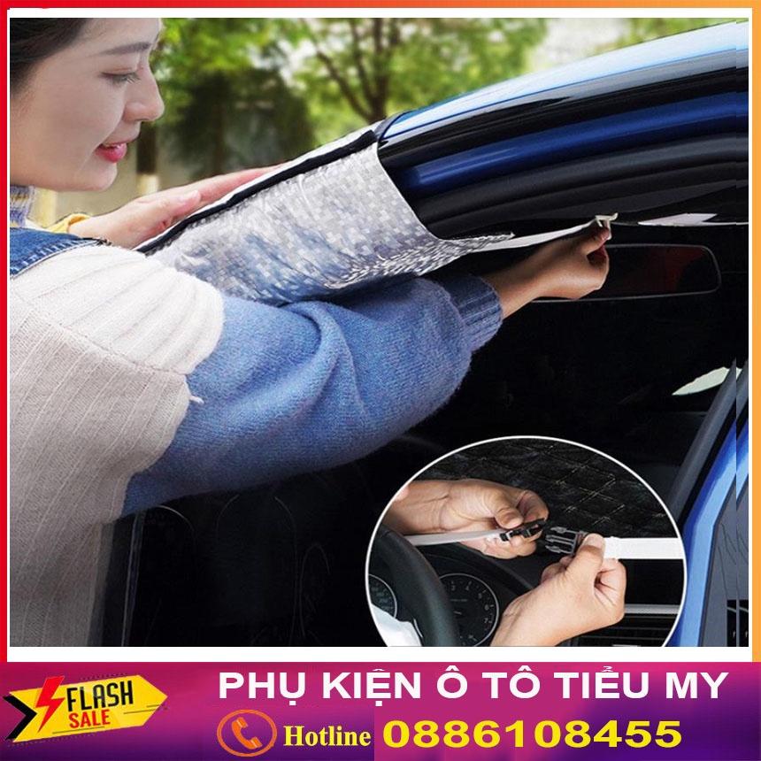 Bạt phủ kính lái ô tô 4 lớp PHỦ TRÁNG NHÔM cao cấp chống nắng, chống gió