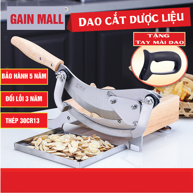 Dao cầu đa năng, máy thái thực phẩm, dao thái nấm, thái củ qủa, dao thái dược liệu, thái nhân sâm, D0281, inox 430 - Tặng tay mài dao