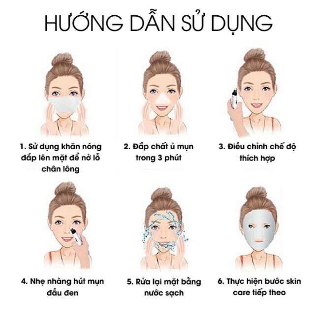 Máy Hút Mụn Đầu Đen Mini Cầm Tay 3 Đầu Thay Thế Dùng Pin Tiện Dụng