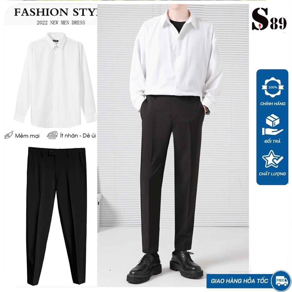 Combo quần tây nam tặng kèm áo sơ mi nam trắng dài tay