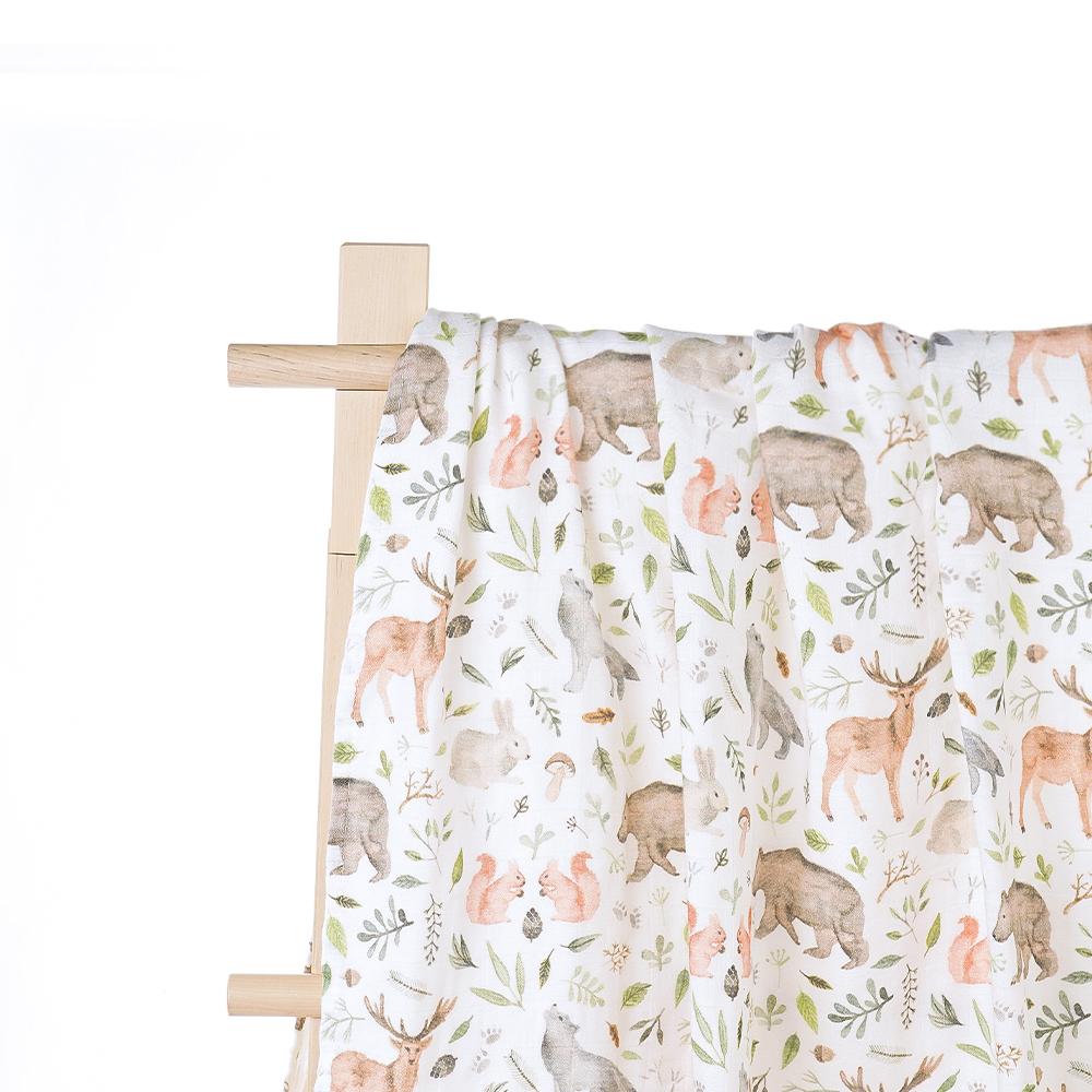 Happyflute Sơ Sinh Muslin Đầm Tre Cotton Chăn Thú Bông Cao Cấp Mềm Mại Cho Bé Bọc Với Kỹ Thuật Số In