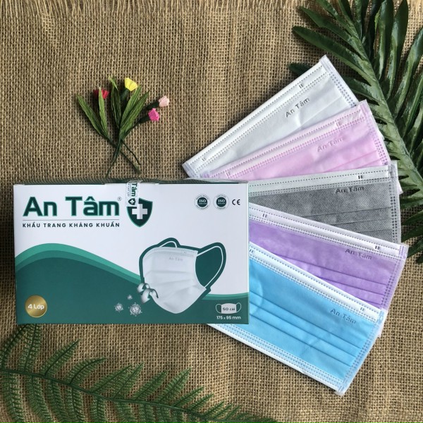 Khẩu trang y tế 4 lớp kháng khuẩn hộp 50 cái không sù lông An Tâm