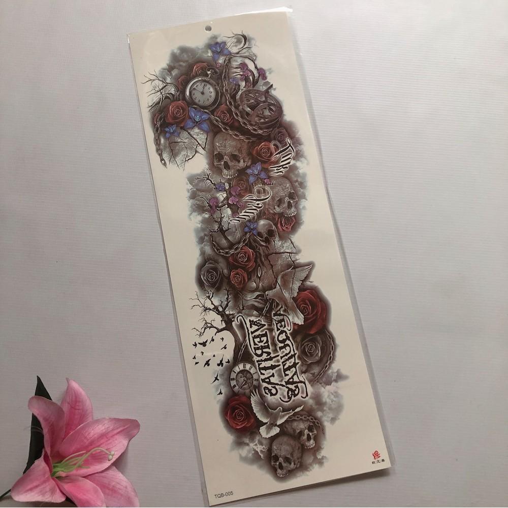 Hình xăm dán chữ hoa 3d kín tay 17x48cm- tặng bắp tay xinh khi mua từ 3 tấm