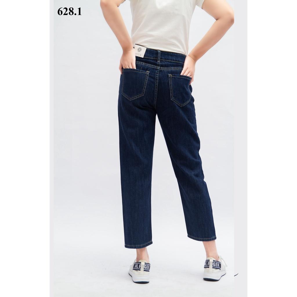 Quần jean boyfriend cotton dáng trơn, hàng vnxk