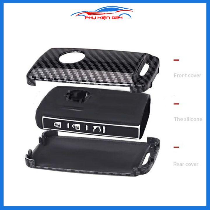 Ốp vỏ bọc chìa khóa xe Mazda 3 2020 sợi nhựa cacbon kèm móc treo Inox