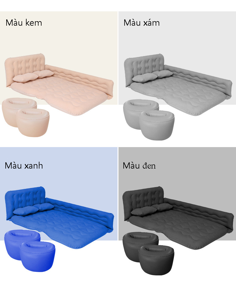 Giường Nệm Đệm Hơi Ô Tô Cao Cấp PHIÊN BẢN MỚI dùng cho Xe Hơi 4 đến 7 chỗ (bán tải, sedan, SUV, ...)