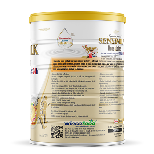 Sữa non Wincofood SENSIMILK BONE &amp; JOINTS (800g) - Hỗ trợ cơ - xương - khớp cho người lớn giúp cơ thể khỏe mạnh