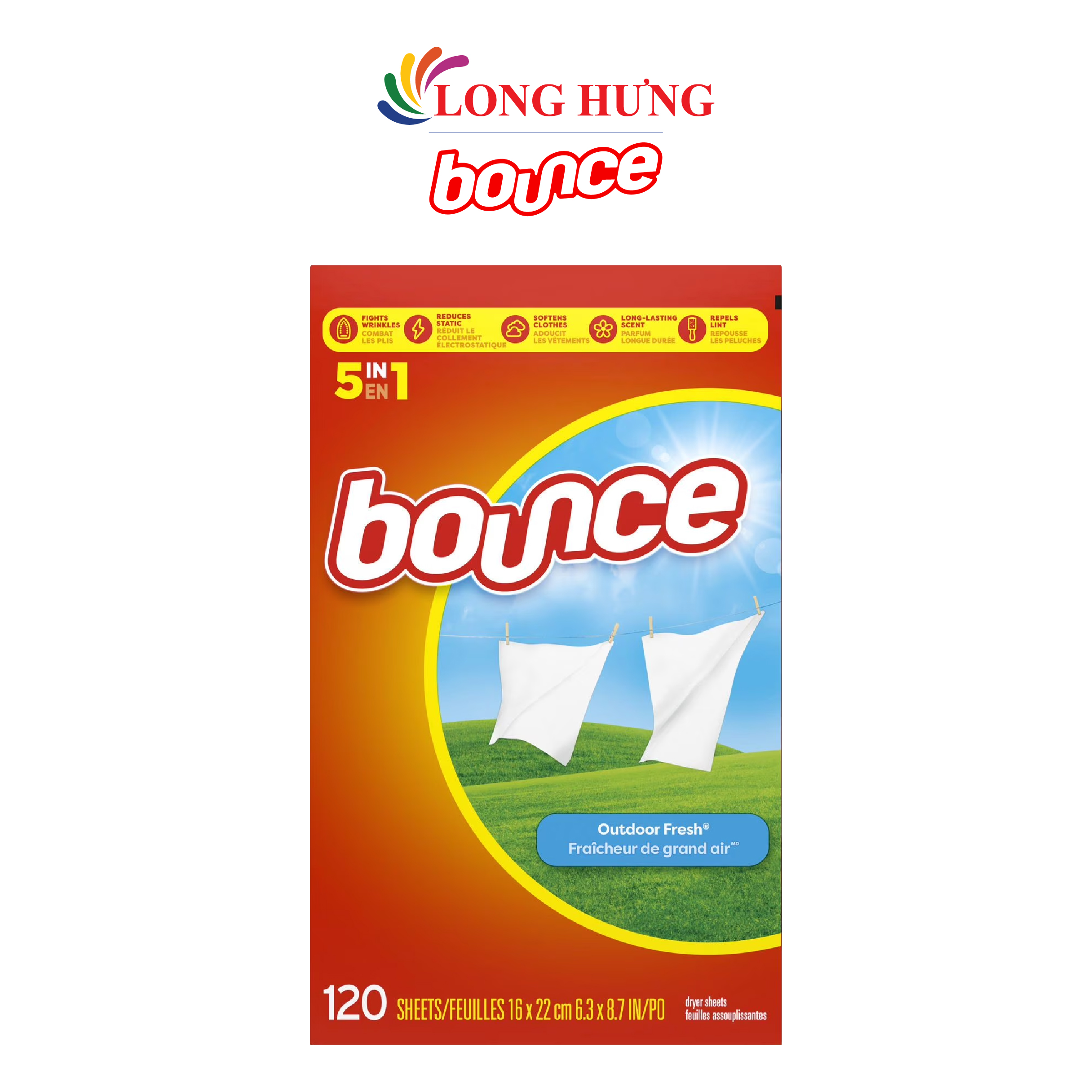 Giấy thơm quần áo Bounce Sheets (120 tờ) - Hàng chính hãng