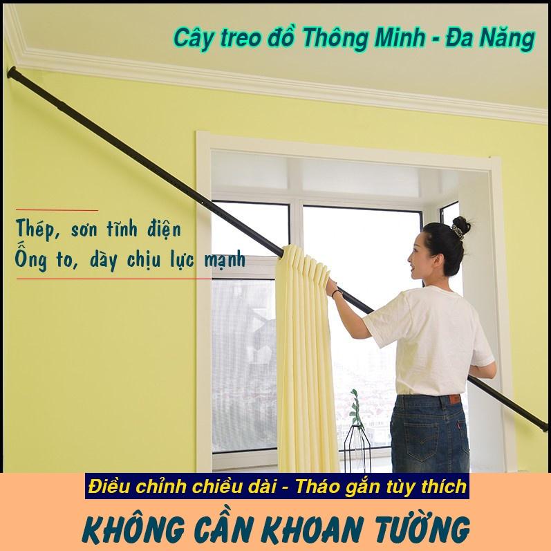 size dài T8 (dao động từ 2.61m ~ 3.01m) - Cây treo rèm KHÔNG CẦN KHOAN TƯỜNG, cây treo đồ ĐA NĂNG, Thanh treo Thông Minh