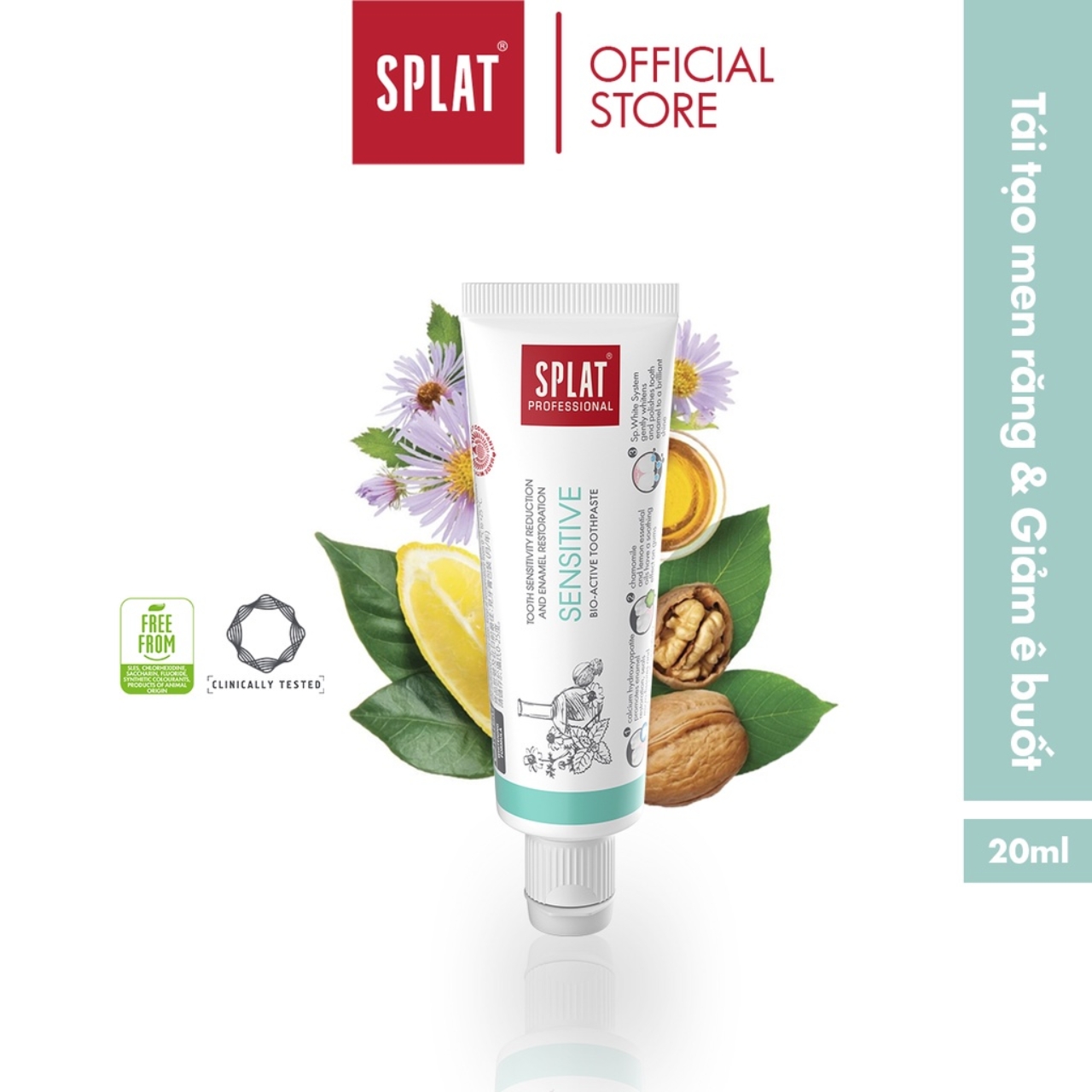 Kem Đánh Răng SPLAT Sensitive Professional series Phục Hồi Men Răng, Giúp Trắng Sáng Và Giảm Ê Buốt Dung Tích 20ml