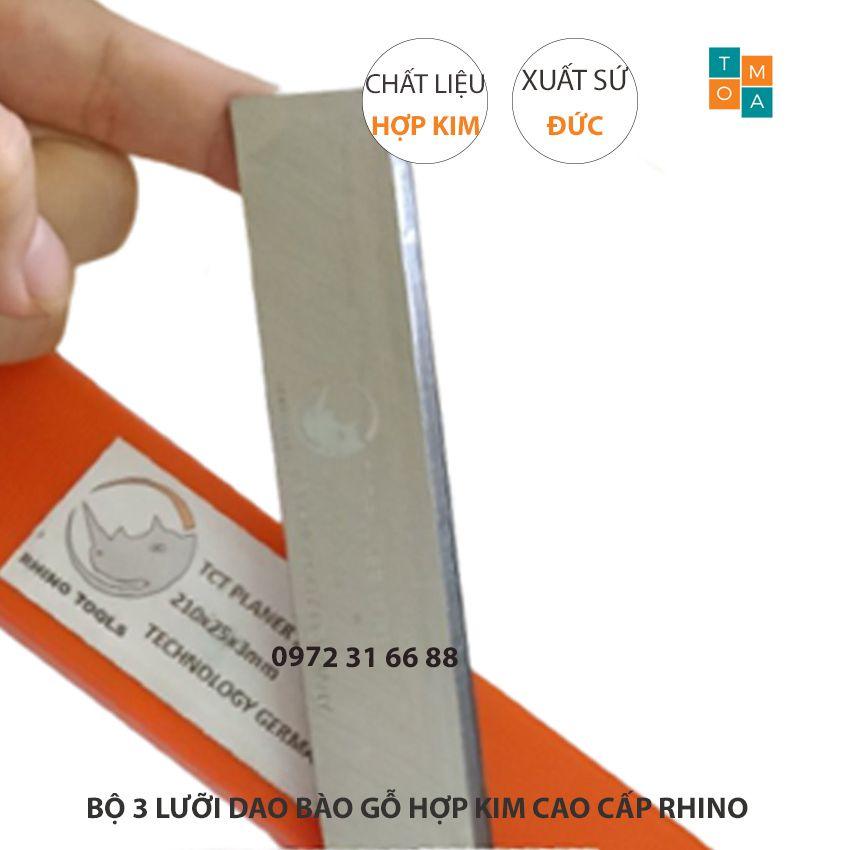 BỘ 3 LƯỠI DAO BÀO GỖ HỢP KIM CAO CẤP RHINO 210x25x3MM CỦA ĐỨC