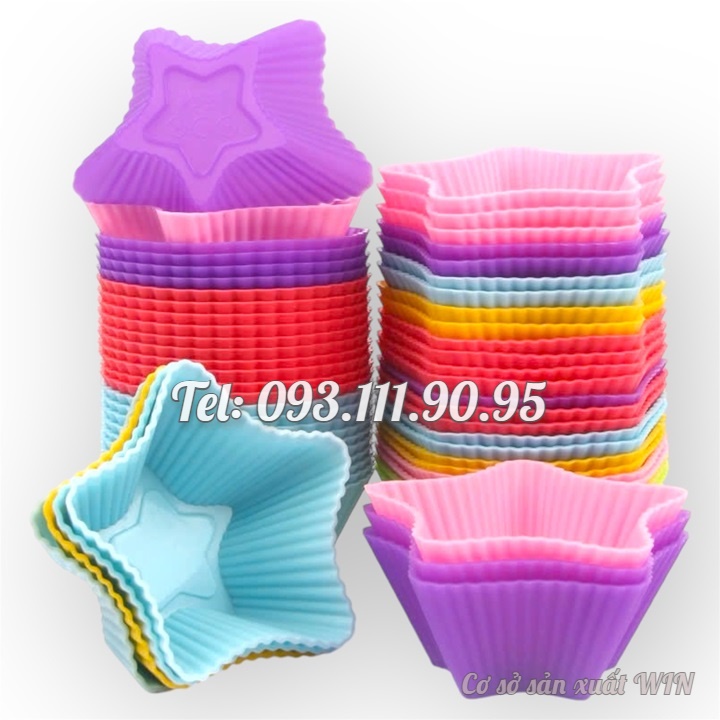 Bộ 10 khuôn silicon 3 lớp làm bánh, rau câu, bánh bông lan, bánh da lợn hình ngôi sao 5 cánh – Mã số 1155