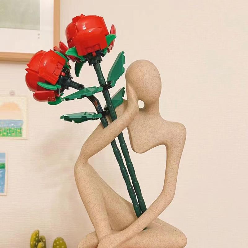 Đồ chơi bó hoa đa sắc Flower Bouque decor trang trí bộ xếp hình lắp ráp quà tặng bông hồng tình yêu