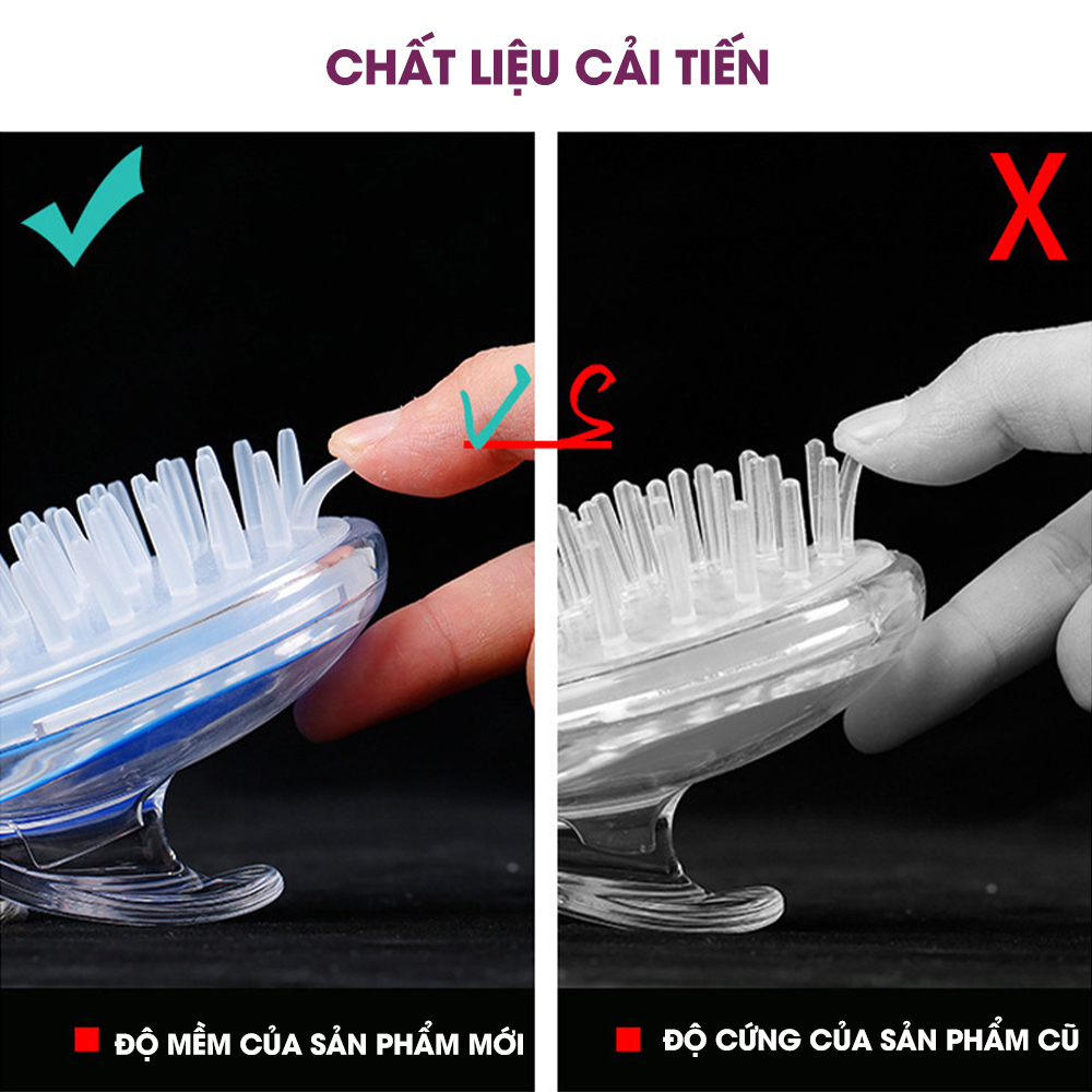 Lược gội đầu massage silicon CWELL, mát xa da đầu, gỡ rối và giảm rụng tóc hiệu quả C04PK