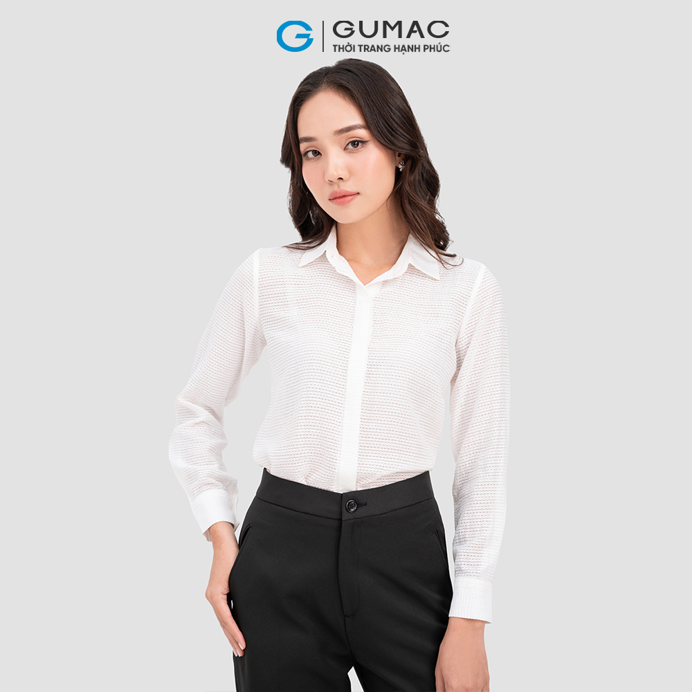 Áo sơ mi GUMAC AC11049 tay dài giấu nút công sở