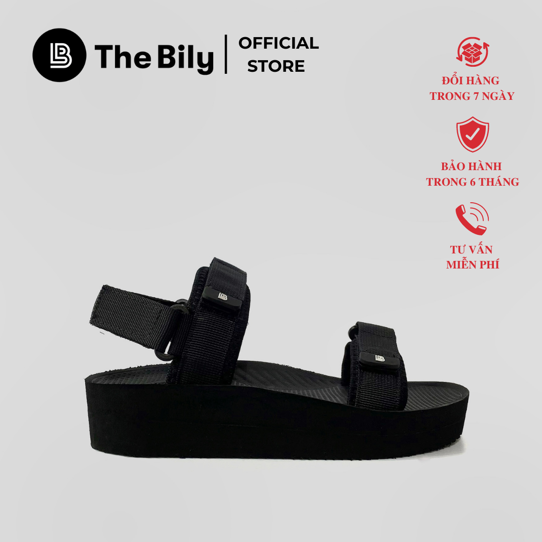 Giày Sandal Nữ The Bily 03W Quai Ngang - Màu Đen BL03WD