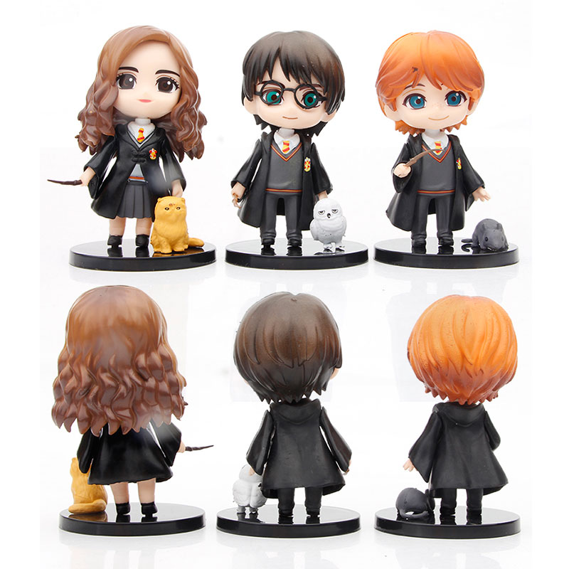 Bộ Sưu Tập Mô hình để bàn 6 nhân vật Harry Potter phong cách Chibi siêu đáng yêu, cao 9-10cm, cử động được khớp tay