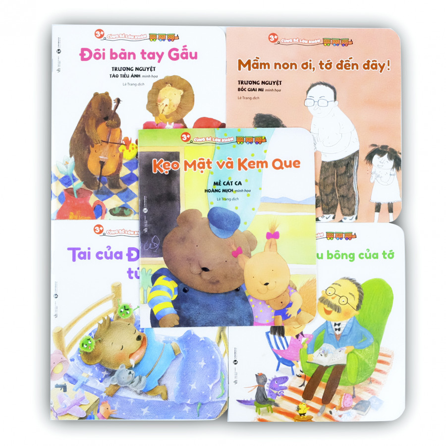 Combo 05 cuốn ehon Cùng bé lớn khôn 2 cho bé 3+ : Mầm non ơi, tớ đến đây!/ Ông nội là gấu bông của tớ/ Tai của Đô Đô tức giận rồi/ Đôi bàn tay gấu/ Kẹo mật và kem que