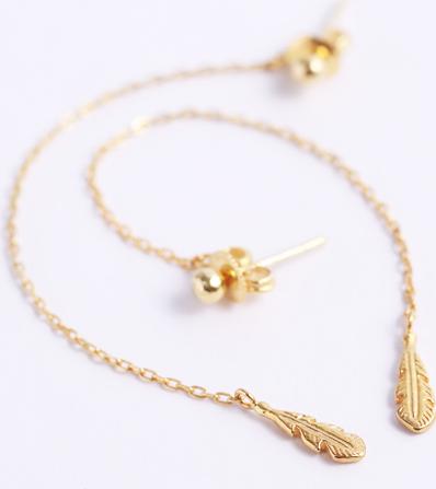 Bông tai bạc dài đính lông vũ cá tính Gix Jewel BT11
