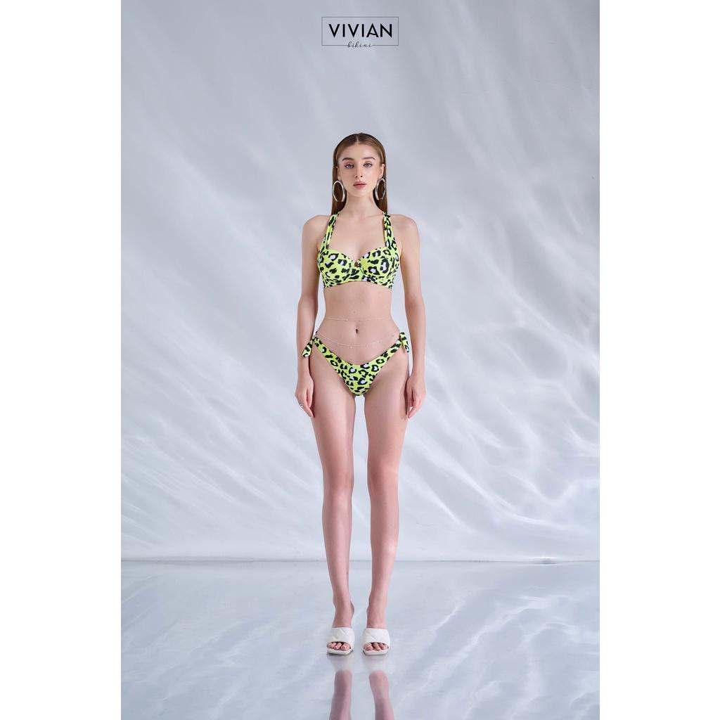 Đồ bơi nữ cao cấp dạng hai mảnh lưng thấp áo gọng - Xanh NEON - VS163_NEO