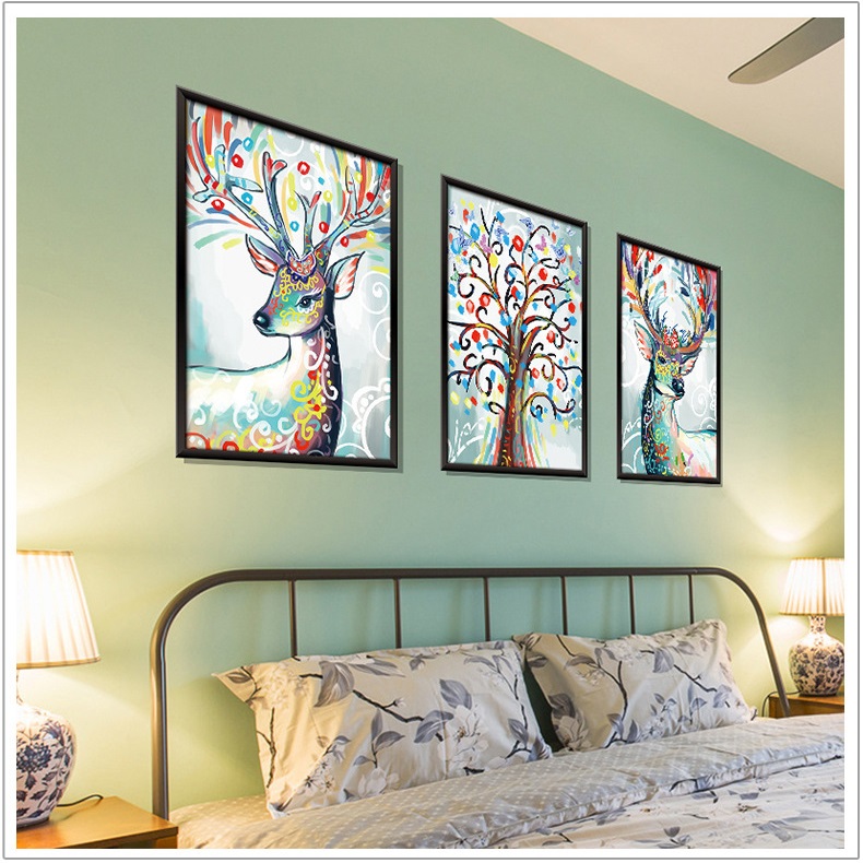 Decal 3D dán tường tranh con hươu đẹp, rẻ, bền trang trí phòng khách, phòng ngủ