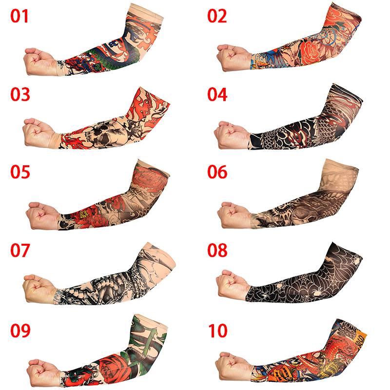 Unisex cánh tay ấm hơn bảo vệ tia cực tím khô ngoài trời tạm thời chạy cánh tay tay tay áo nylon hình xăm nylon xăm tay Color: 7 Size: One Size