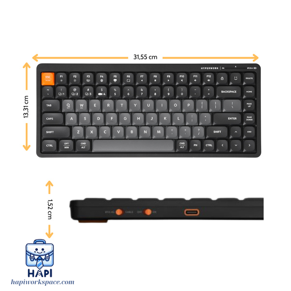 Bàn phím không dây hàng chính hãng HyperWork Silentkey Mini TS01M 75