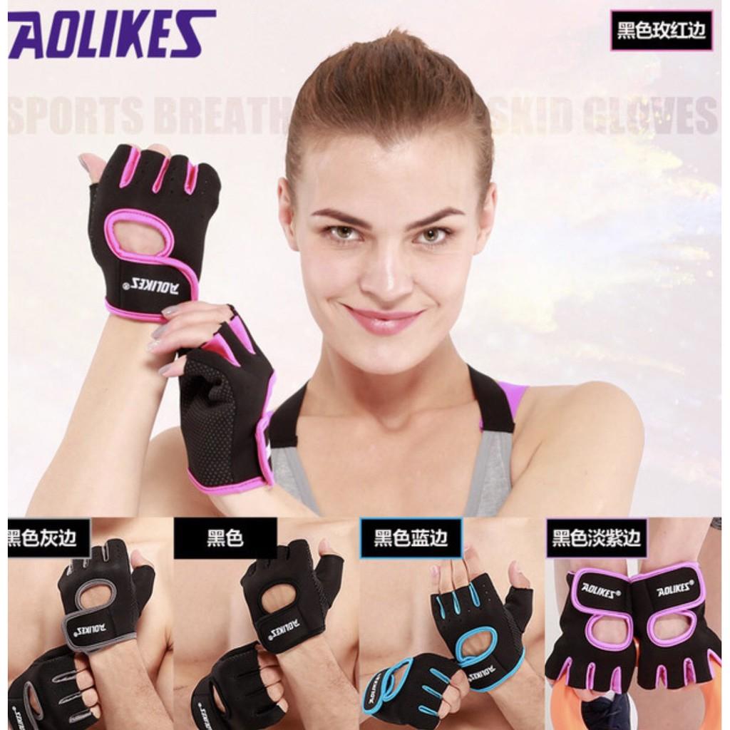 Bộ đôi găng tay nửa ngón tập gym, thể thao Aolikes AL1678 (1 đôi)