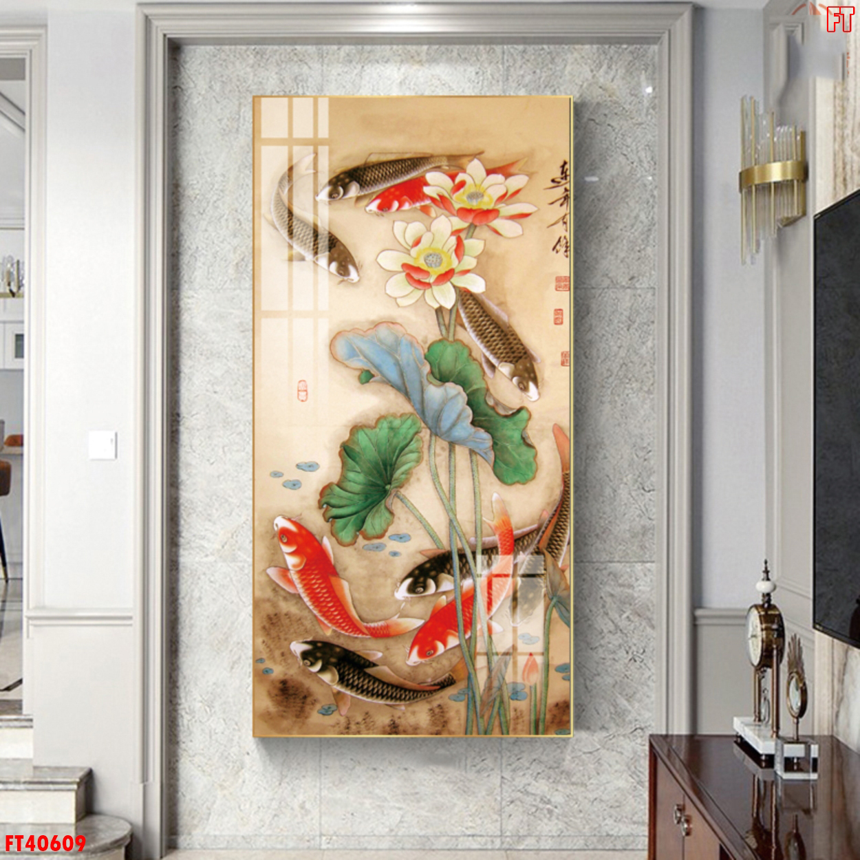 Tranh Canvas Treo Tường Hiện Đại - Tranh Cửu Ngư Quần Hội Giá Rẻ