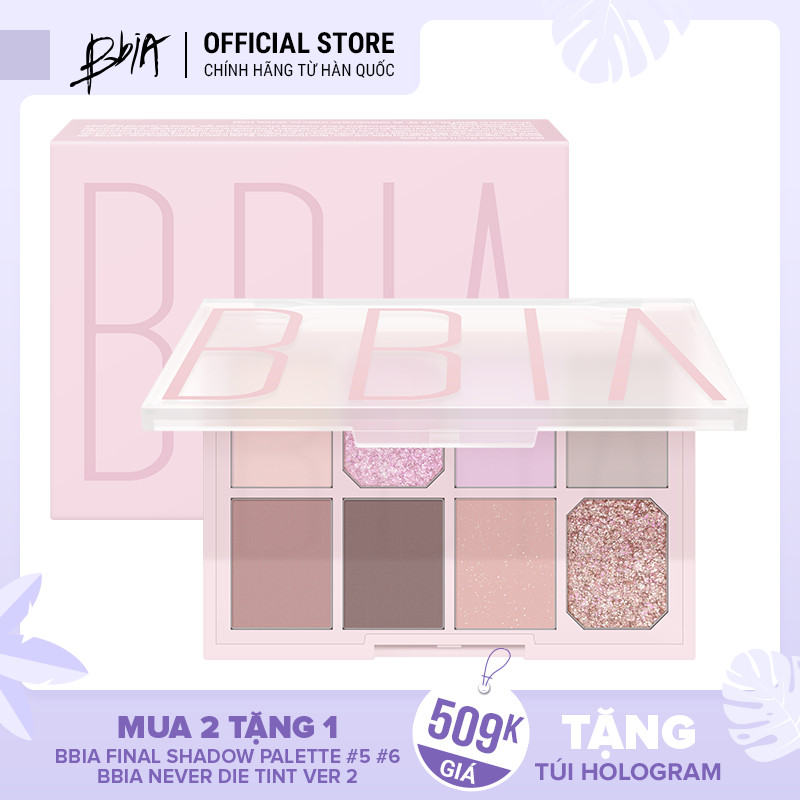 Combo 1 Phấn mắt Bbia Last Shadow Palette Love Series + 1 Bbia Never Die Tint Ver 2 tặng 1 túi Hologram