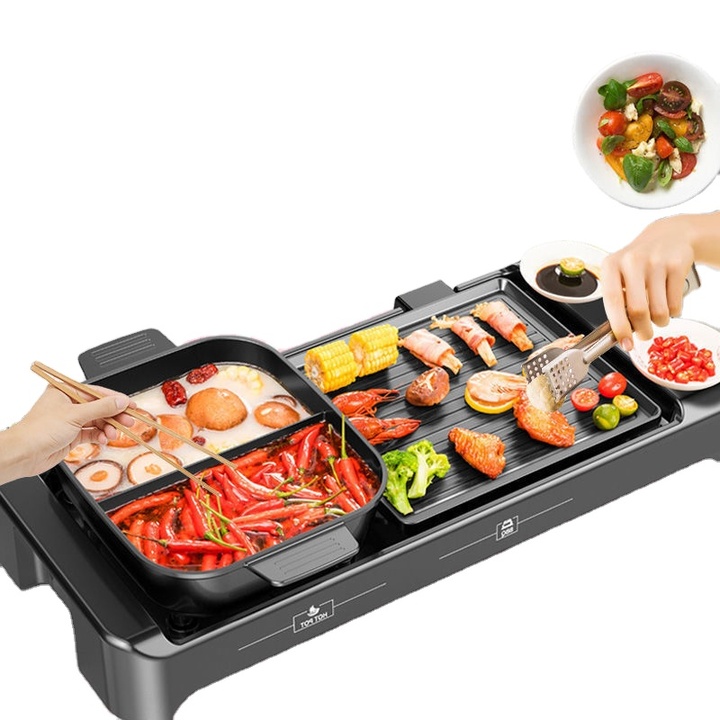 Bếp lẩu nướng 2 trong 1 EB-8801 phủ Teflon chống dính 3 lớp cao cấp công suất 1100-2200W