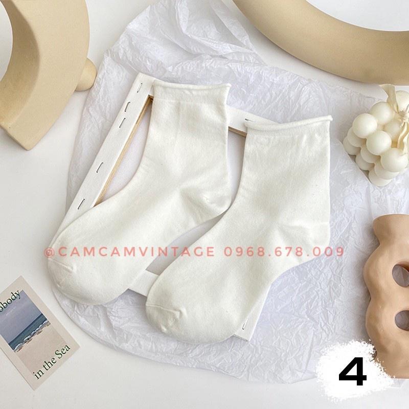 Set Tất Trắng Cổ Cao Nữ Vớ Cao Cổ Tiêu Thư LOLITA Cổ Bèo Nhún Tất Vớ Nữ ULZZANG STYLE HÀN QUỐC Camcamvintage