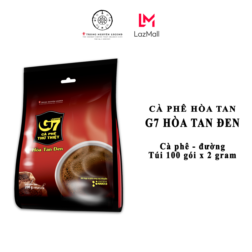 Trung Nguyên Legend - Cà phê G7 hòa tan đen - Bịch 100 sachets x 2gr