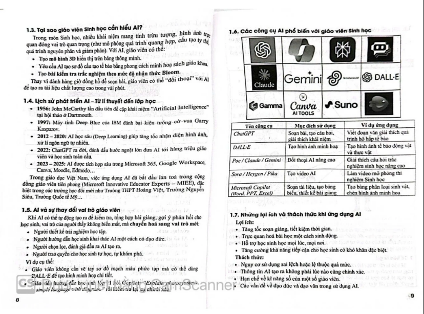 Sách - Ứng Dụng Trí Tuệ Nhân Tạo AI Trong Dạy Và Học Môn sinh học