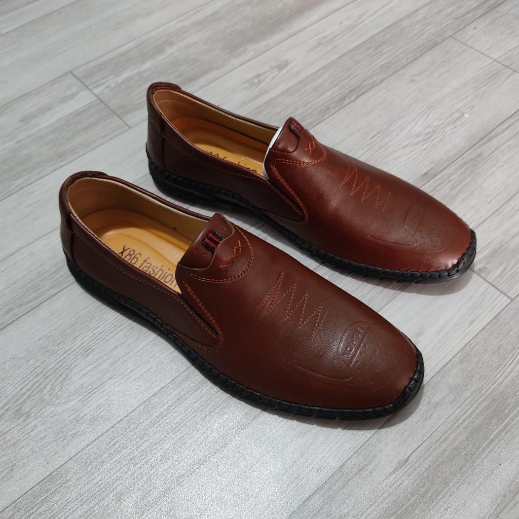 Giày lười nam chất liệu da bò