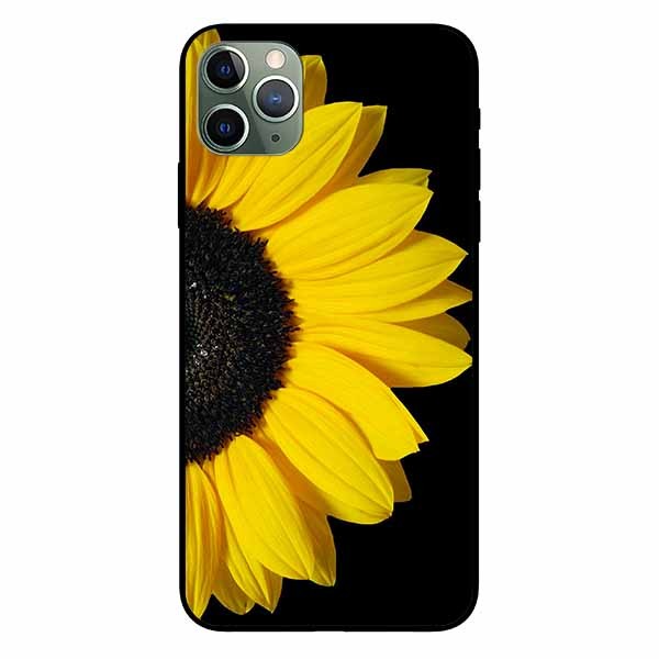 Ốp lưng in cho Iphone 11 Pro    Hoa Hướng Dương Nền Đen