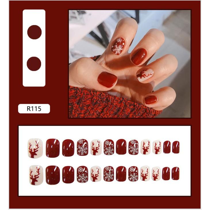 Móng tay giả kèm keo đẹp làm nail noel / R101-120