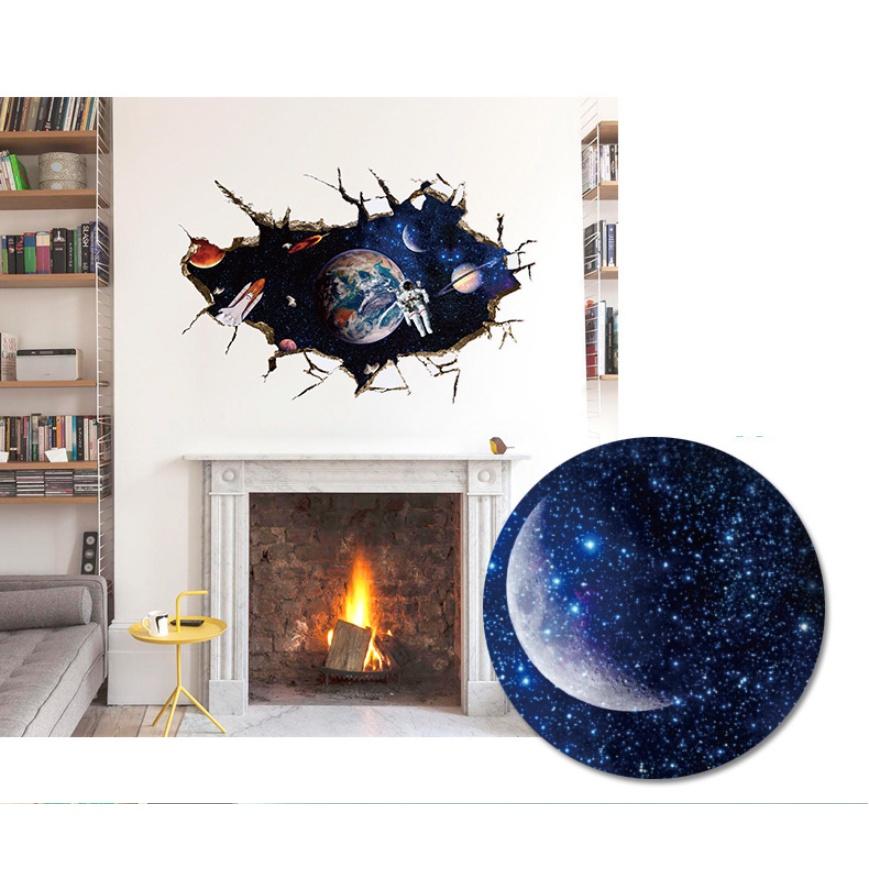 Decal trang trí dán tường - VẾT NỨT VŨ TRỤ CÙNG PHI HÀNH GIA MẪU MỚI