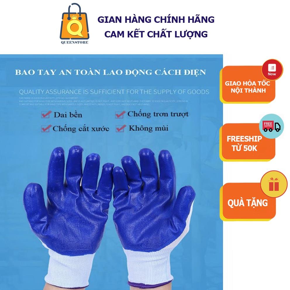 Gang Tay Phủ Sơn Làm Vườn Bảo Hộ Lao Động Chống Xước, Chống Tĩnh Điện Dai Bền Đẹp An Toàn - QueenStore