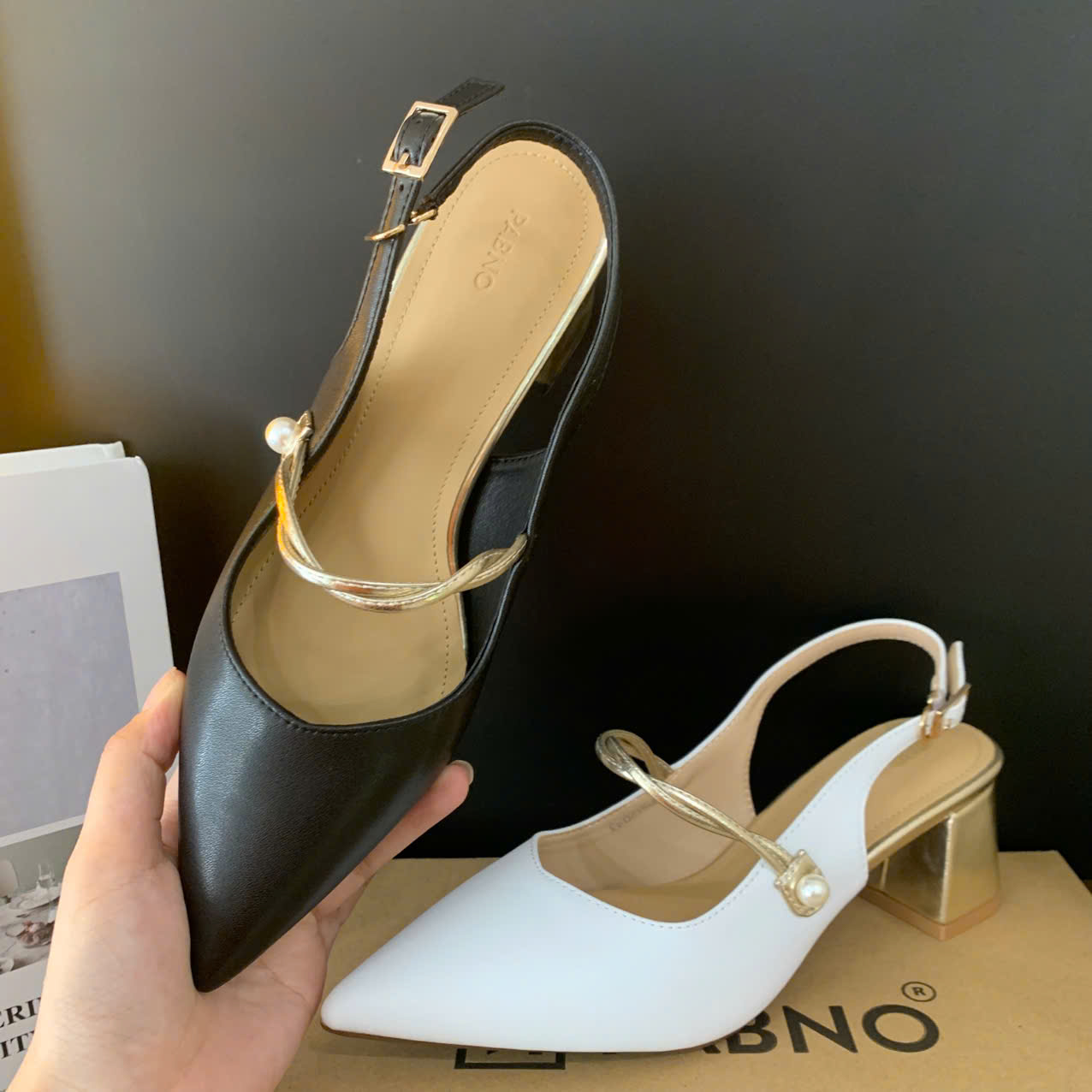 GIÀY SLINGBACK CAO 5CM – NƠ XINH – DÁNG TIỂU THƯ SANG TRỌNG