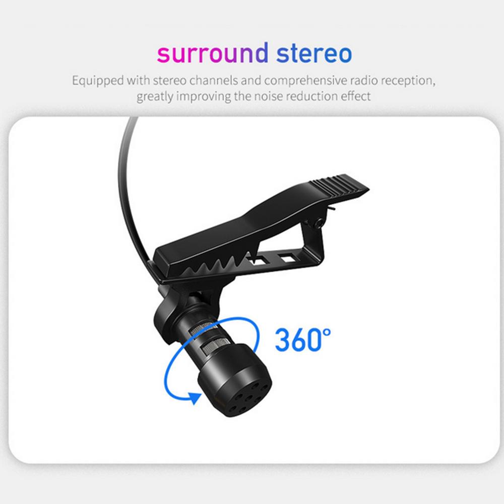 Bộ ngưng tụ Kẹp Mic nhỏ cho Ghi âm cuộc phỏng vấn video với phích cắm chuyển đổi Type-C - Màu đen - Có phích cắm chuyển đổi Type-C Lavalier Micrô