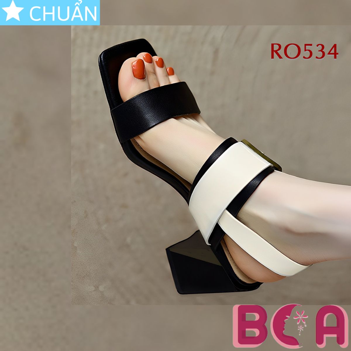 Giày cao gót nữ hở mũi 5p RO534 ROSATA tại BCASHOP kiểu dáng sandal, phối màu sành điệu cùng chất liệu da êm chân