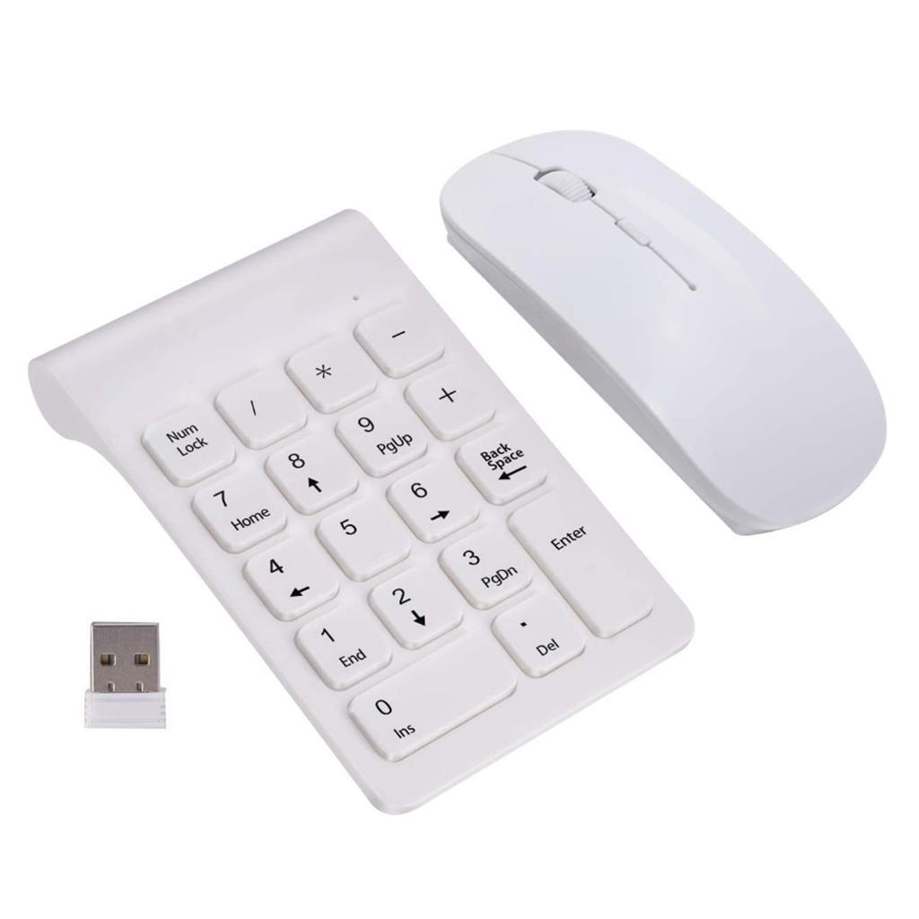 2.4G Keyboard USB Wireless Silent Keyboard w/ Mouse for Laptop Desktop White