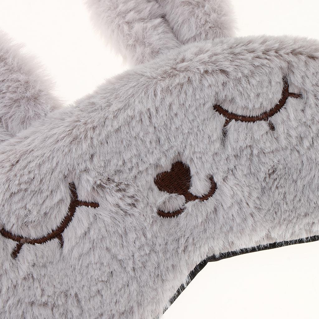 4xKids Adults Plush Bunny Rabbit Sleep Mask Eye Shade Cover Blindfold Gray